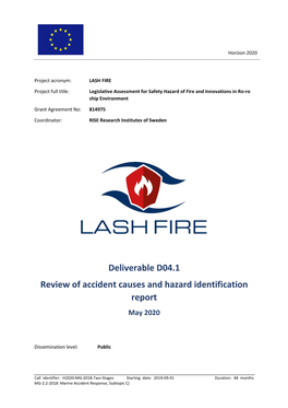 Deliverable D04.1 Review of Accident Causes and Hazard Identification Report May 2020