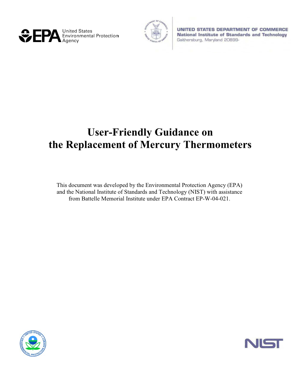 User-Friendly Guidance on the Replacement of Mercury Thermometers