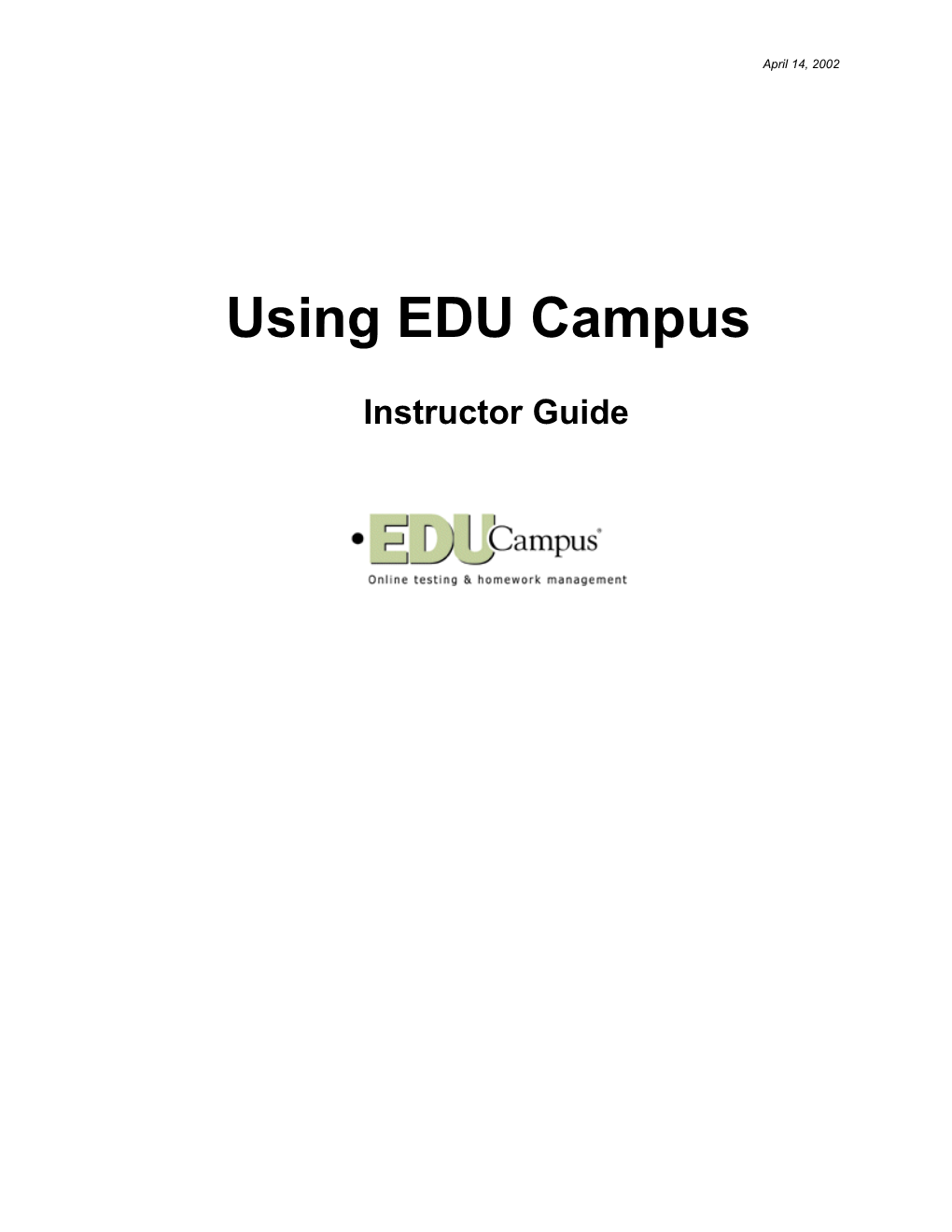 Instructor Guide to EDU Campus