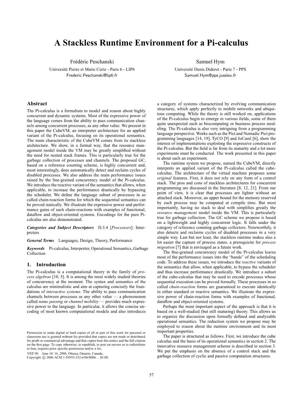 A Stackless Runtime Environment for a Pi-Calculus