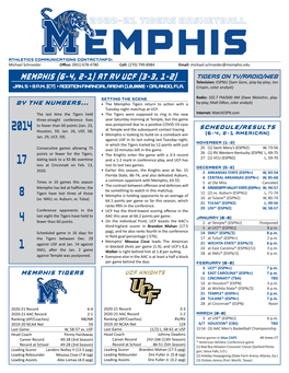 Memphis.Edu MEMPHIS (6-4, 2-1) at RV UCF (3-3, 1-2) Tigers on TV/Radio/Web Television: ESPNU (Sam Gore, Play-By-Play; Jon JAN