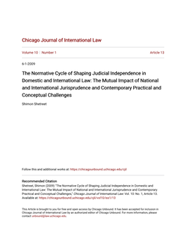 The Normative Cycle of Shaping Judicial Independence in Domestic