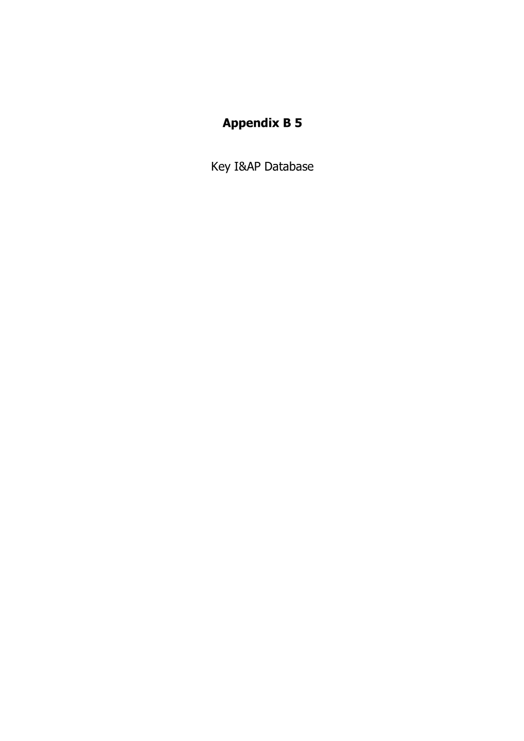 Appendix B 5 Key I&AP Database