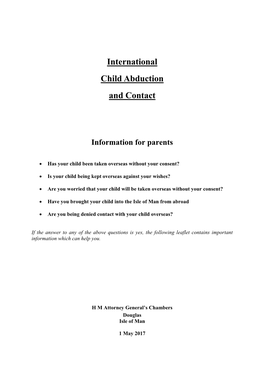 International Child Abduction and Contact