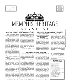 KEYSTONE Memphis Heritage’S 2014 Preservation Series Memphis Heritage ADAPT-A-DOOR Windows