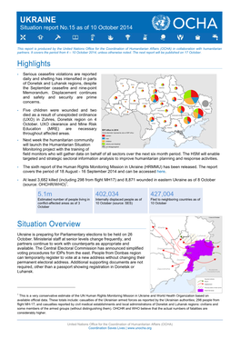 OCHA Ukraine Situation Report 10 October 2014 1.Pdf