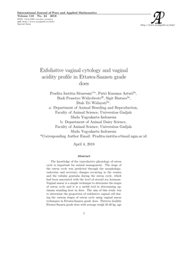 Exfoliative Vaginal Cytology and Vaginal Acidity Profile in Ettawa