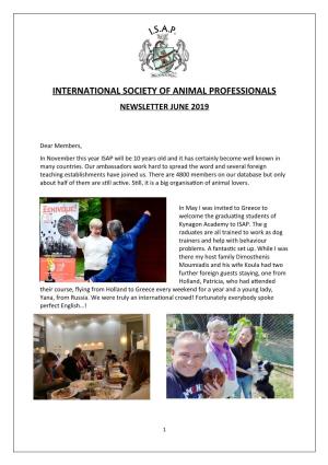 International Society of Animal Professionals Newsletter June 2019