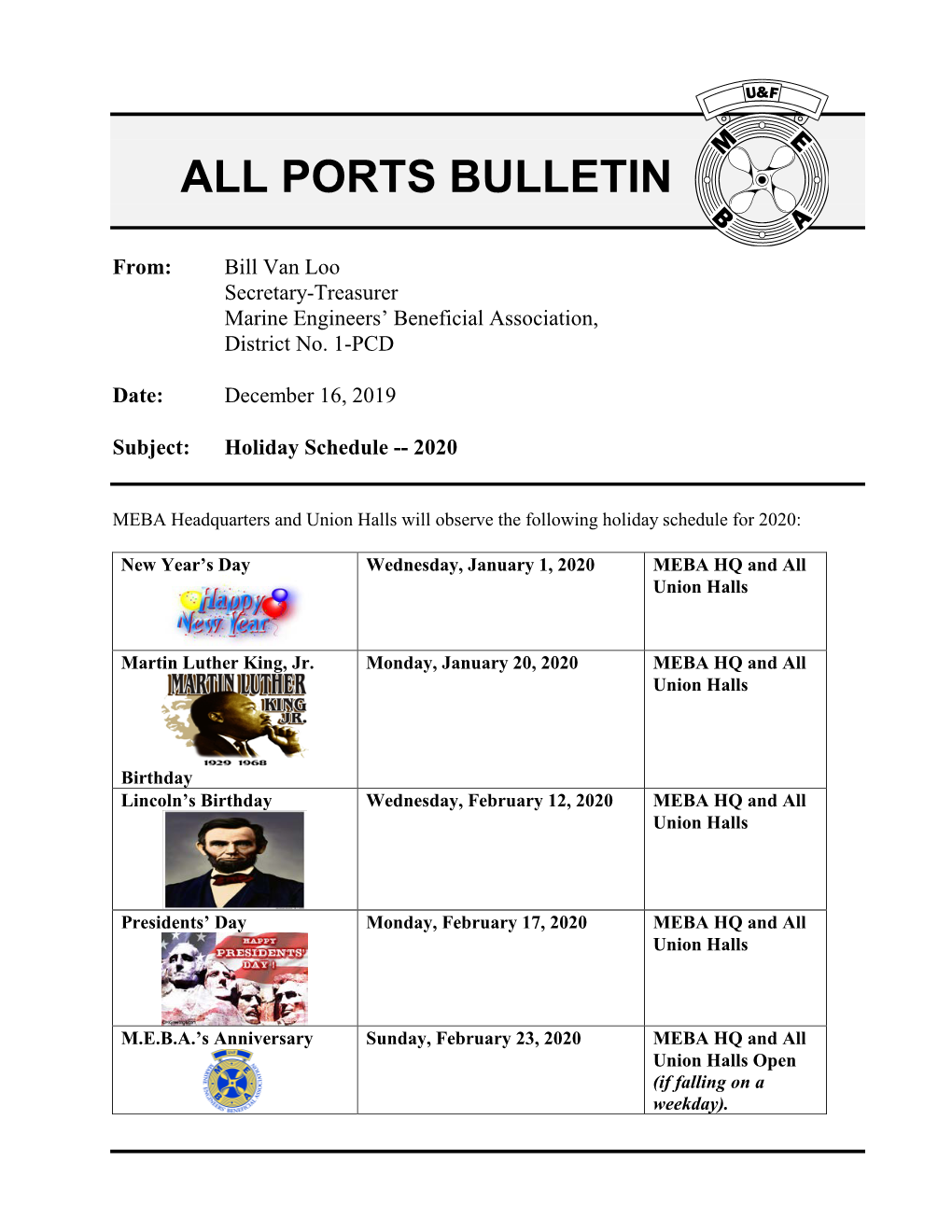 All Ports Bulletin