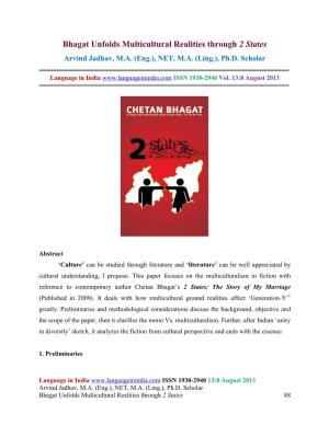 Bhagat Unfolds Multicultural Realities Through 2 States Arvind Jadhav, M.A