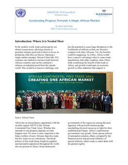 Accelerating Progress Towards an African Single Economic Market