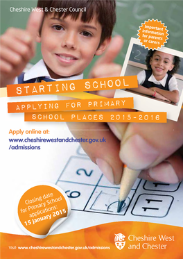 Starting School Applying for Primary School Places 2015-2016