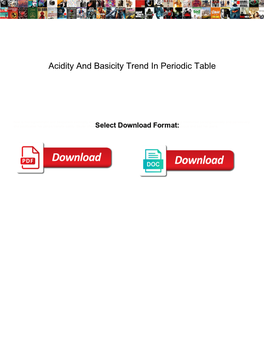 Acidity and Basicity Trend in Periodic Table