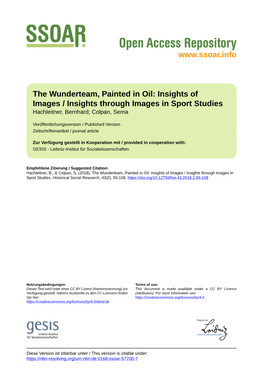 The Wunderteam, Painted in Oil: Insights of Images / Insights Through Images in Sport Studies Hachleitner, Bernhard; Colpan, Sema