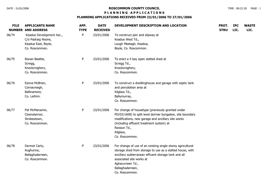 File Number Roscommon County Council