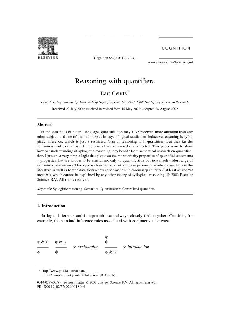 Reasoning with Quantifiers
