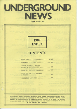 1987 Index Contents