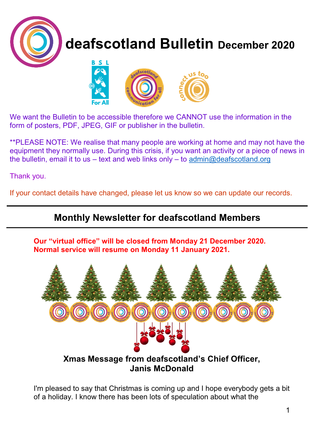 Deafscotland Bulletin December 2020