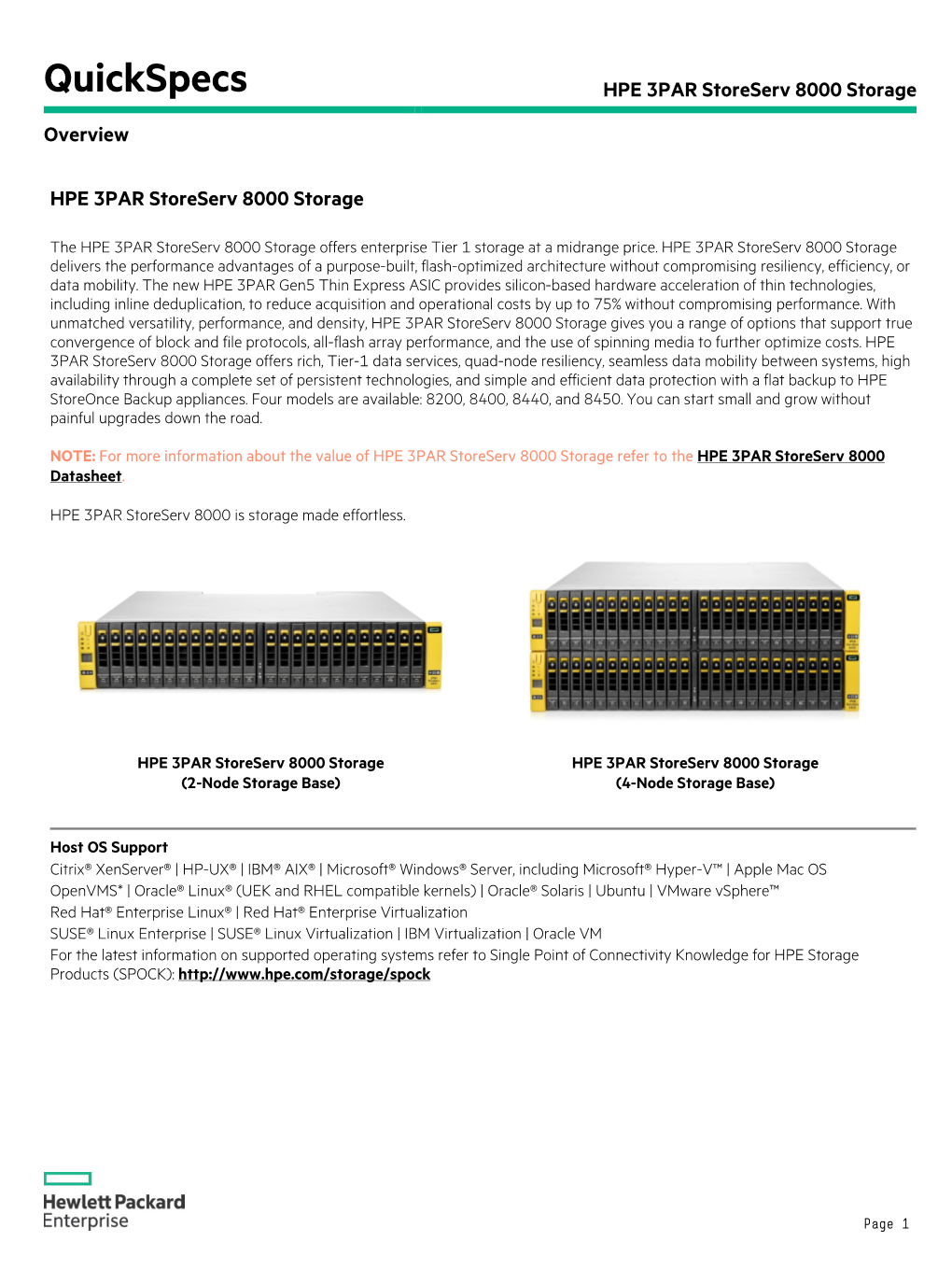 HPE 3PAR Storeserv 8000 Storage Overview