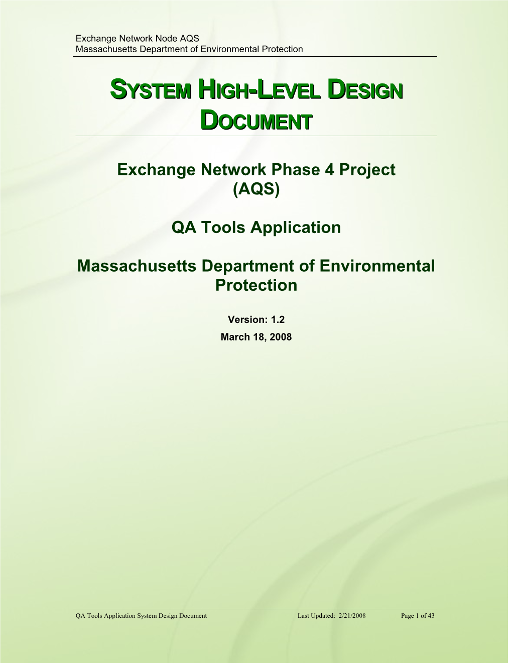 System High-Level Design Document