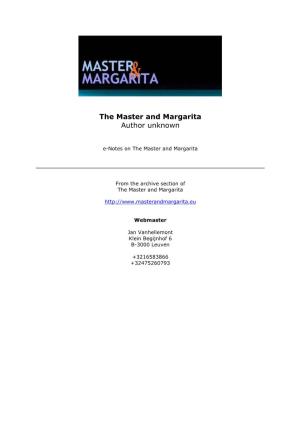 E-Notes on the Master and Margarita