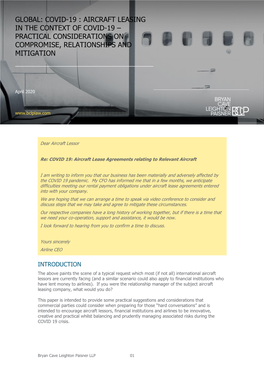 Aircraft Leasing in the Context of Covid-19 – Practical Considerations on Compromise, Relationships and Mitigation