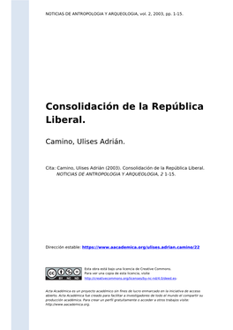 Consolidación De La República Liberal