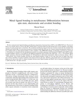 Differentiation Between Spin State, Electrostatic and Covalent Bonding