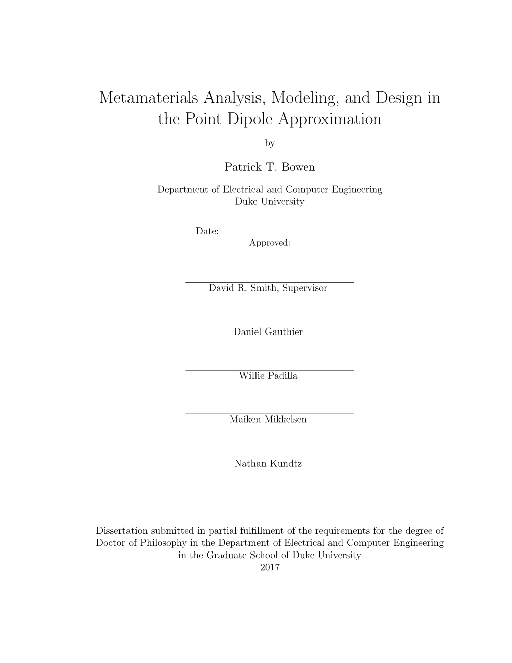Metamaterials Analysis, Modeling, and Design in the Point Dipole Approximation