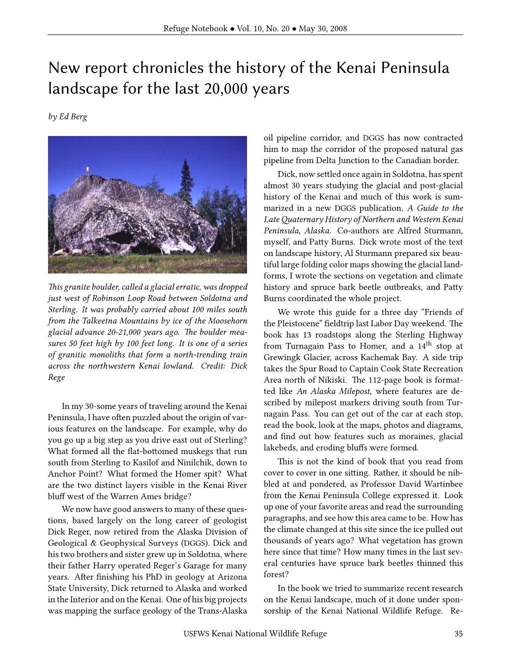 New Report Chronicles the History of the Kenai Peninsula Landscape for the Last 20,000 Years by Ed Berg