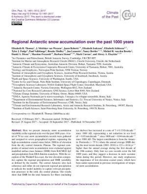 Regional Antarctic Snow Accumulation Over the Past 1000 Years