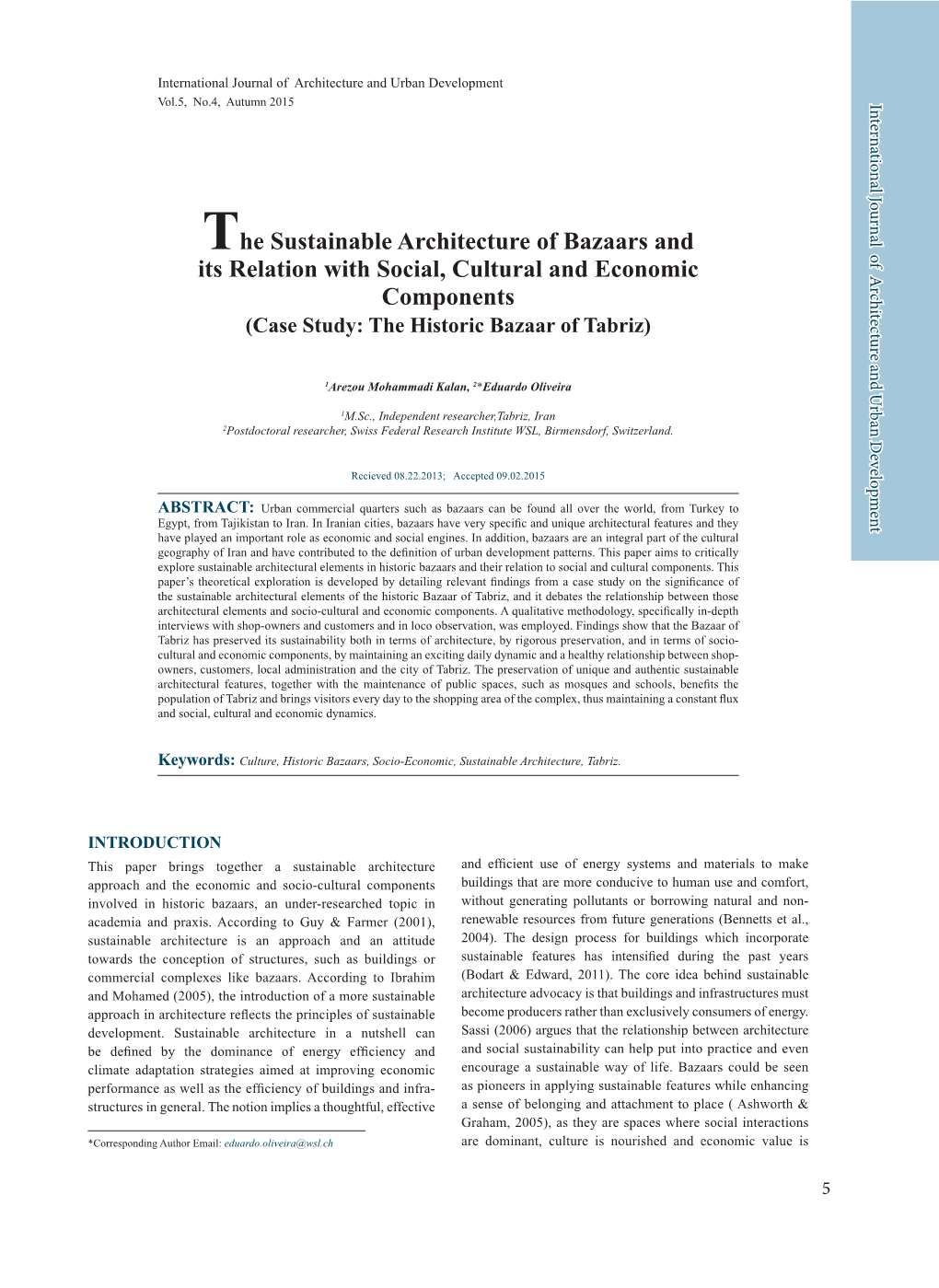 The Sustainable Architecture of Bazaars and Its Relation with Social