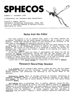 Sphecos: a Forum for Aculeate Wasp Researchers