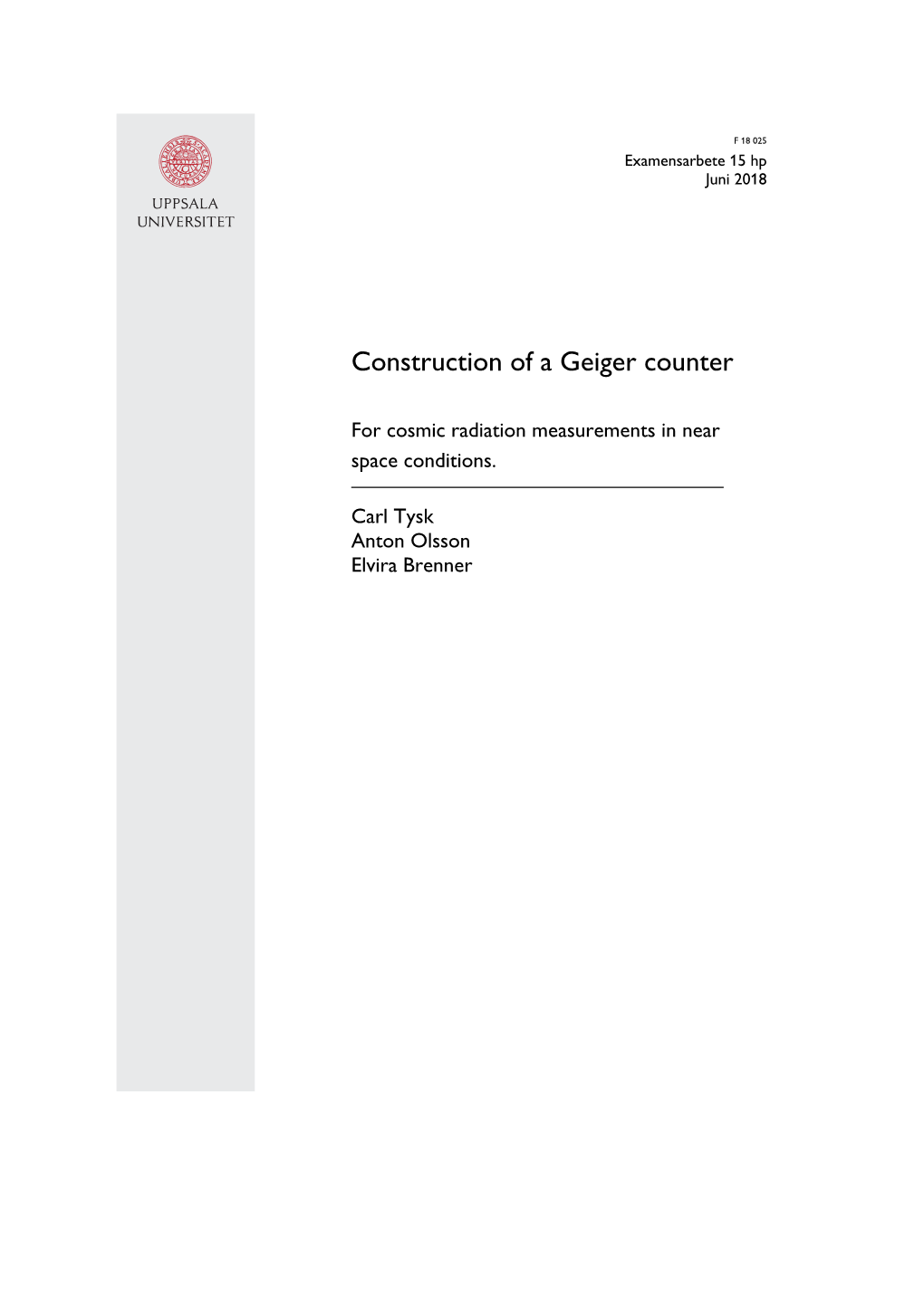 Construction of a Geiger Counter