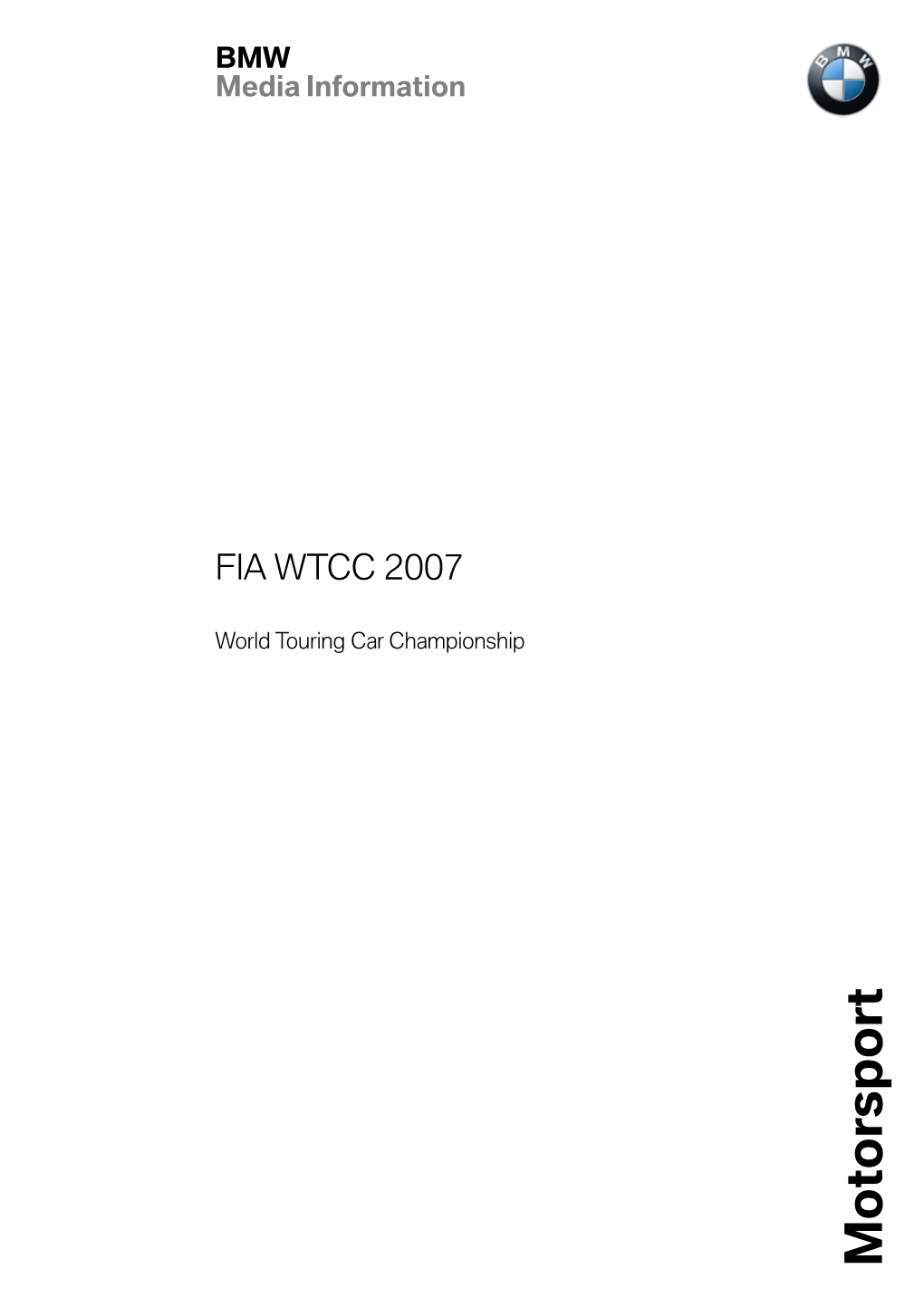 Motorsport BMW Media FIA WTCC 2007