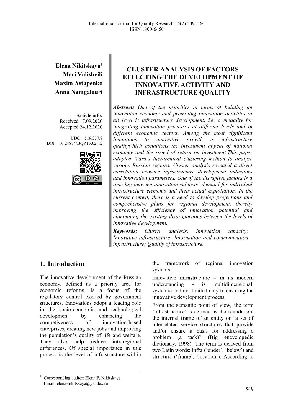 Cluster Analysis of Factors Effecting The