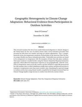 Geographic Heterogeneity in Climate Change Adaptation: Behavioral Evidence from Participation in Outdoor Activities