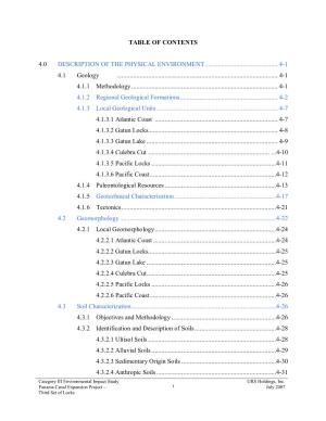 Table of Contents 4.0 Description of the Physical