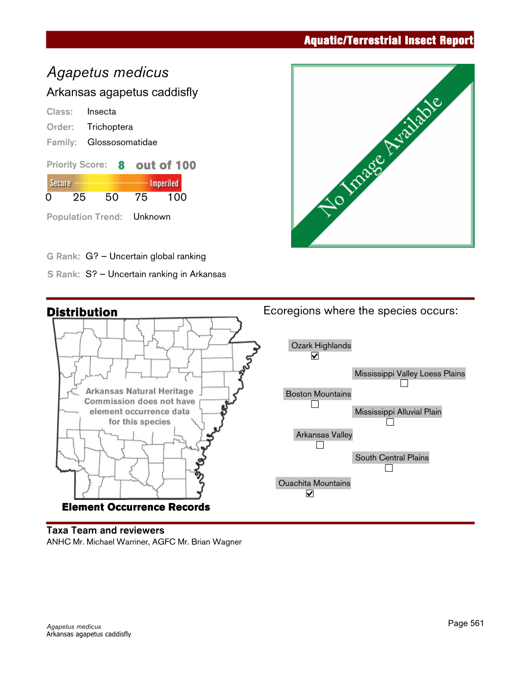 Aquatic/Terrestrial Insect Report