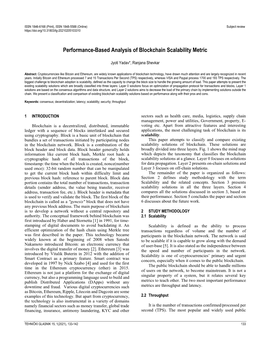 Performance-Based Analysis of Blockchain Scalability Metric