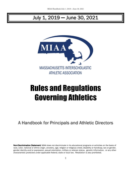 MIAA Rules and Regulations Governing Athletics