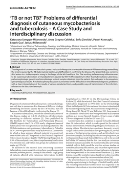 Problems of Differential Diagnosis of Cutaneous Mycobacteriosis and Tuberculosis – a Case Study and Interdisciplinary Discussion