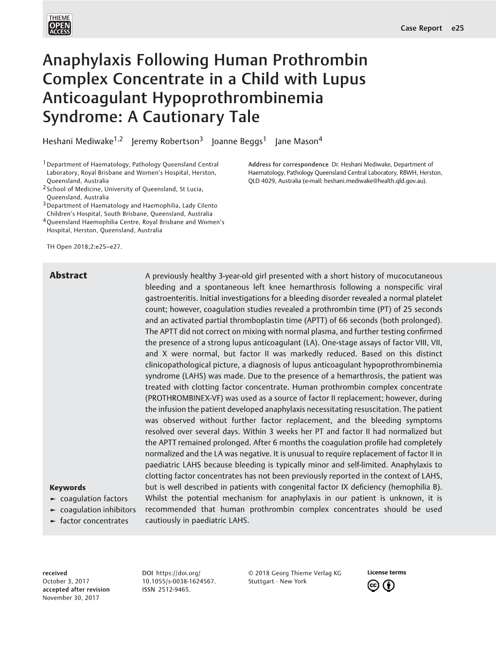 Anaphylaxis Following Human Prothrombin Complex Concentrate in a Child with Lupus Anticoagulant Hypoprothrombinemia Syndrome: a Cautionary Tale