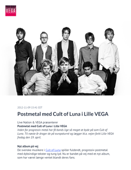 Postmetal Med Cult of Luna I Lille VEGA