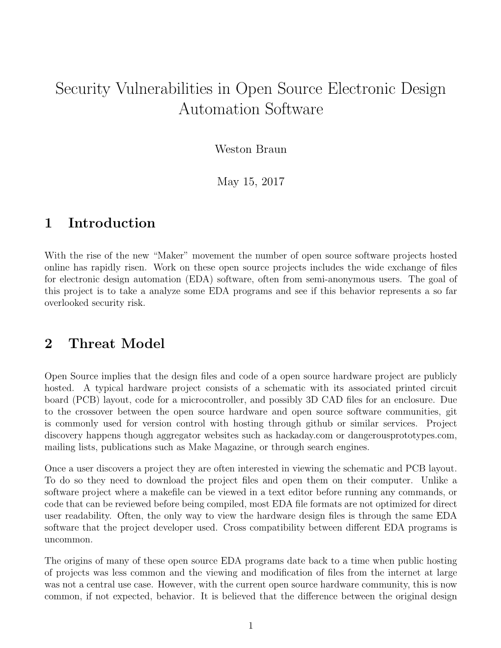 Security Vulnerabilities in Open Source Electronic Design Automation Software