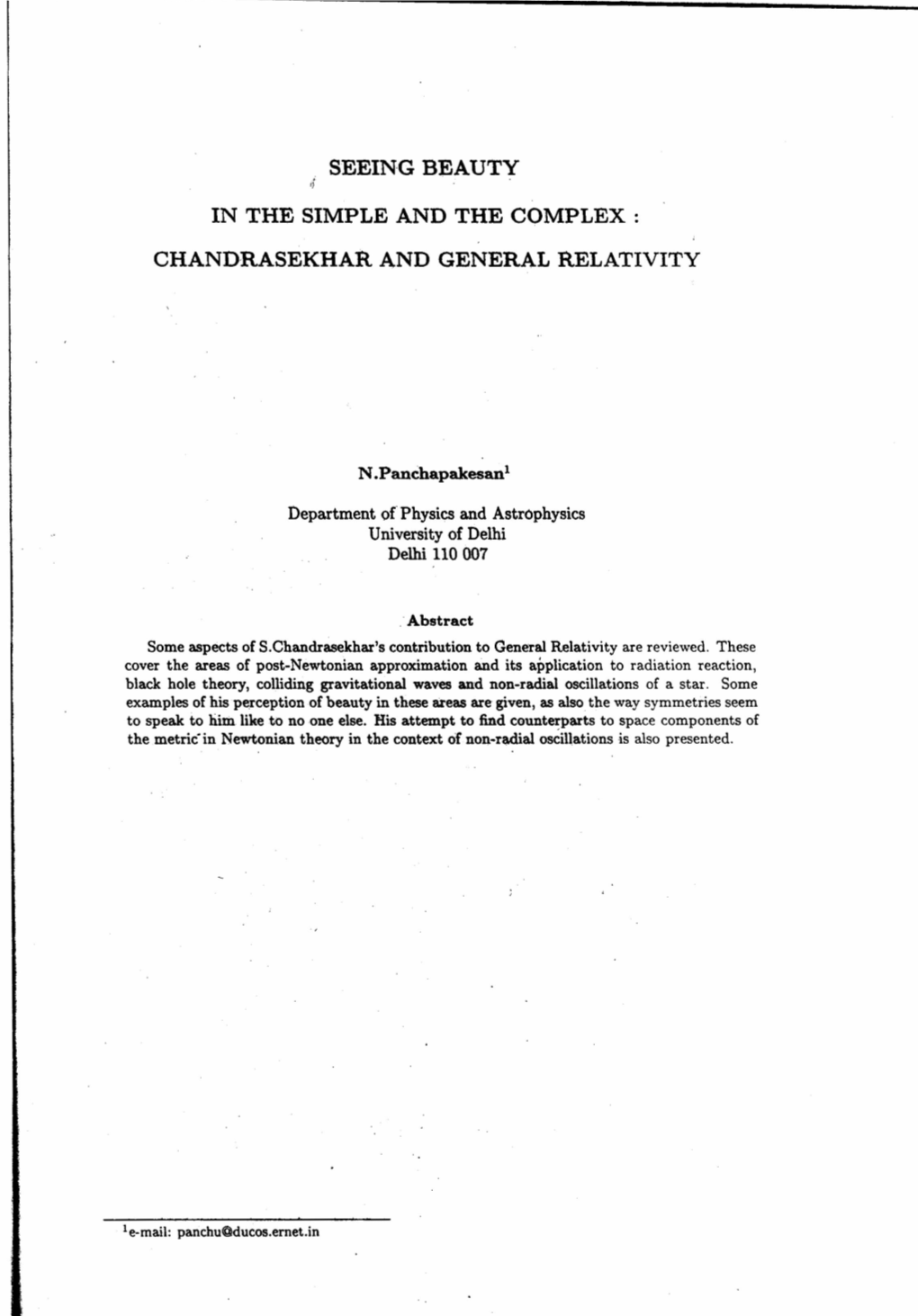 Chandrasekhar and General Relativity