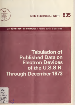 Tabulation of Published Data on Electron Devices of the U.S.S.R