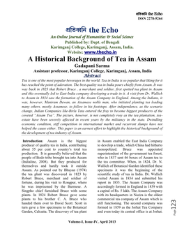 A Historical Background of Tea in Assam