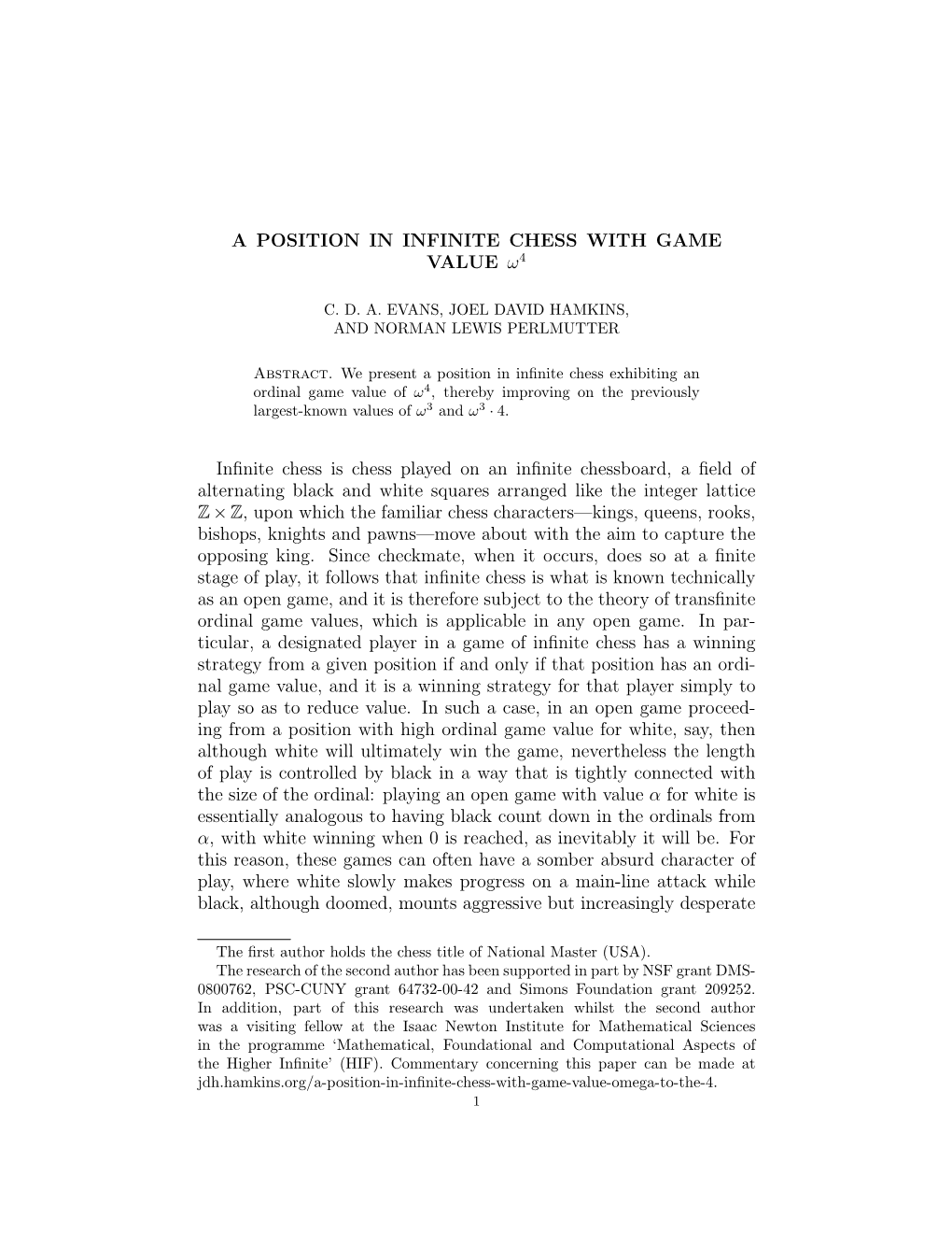 A POSITION in INFINITE CHESS with GAME VALUE Ω4 Infinite