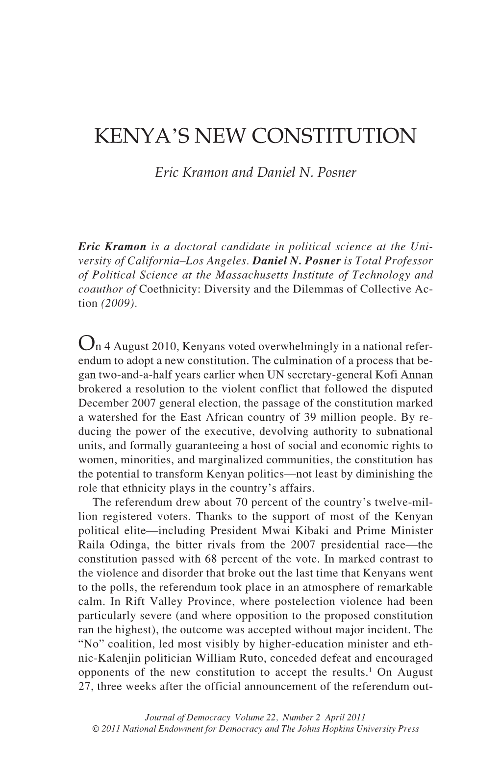 Kenya's New Constitution